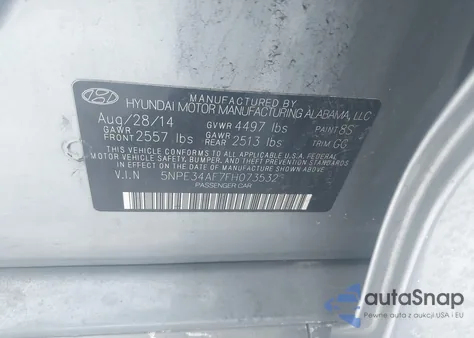 2015 Hyundai Sonata Sport z USA, uszkodzony, nr VIN 5NPE34AF7FH073532